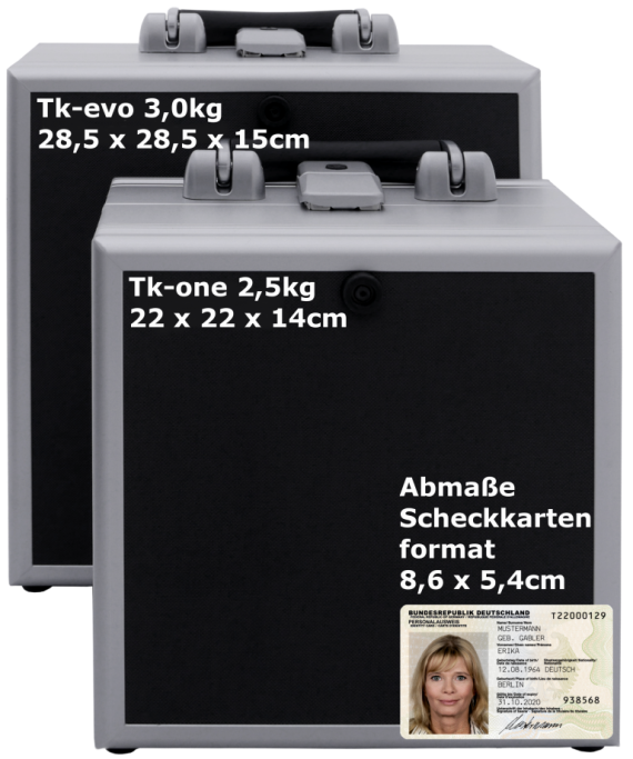 Telefonkoffer von Tk-trainer - EVO-ONE-Größenvergleich-inkl-Maße - Ausweis